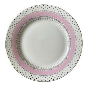 NEW Grace Teaware Fine Porcelain Salad Plates 8" Pink White Gold Dots Set of 4